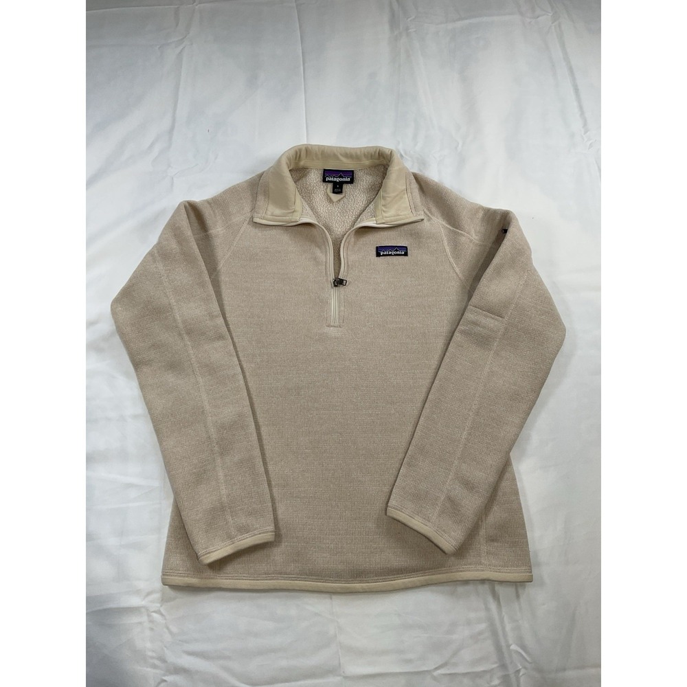 Women's Patagonia Better Sweater 1/4‎ Zip Fleece Pullover Biege size S Small